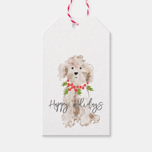Prettige feestdagen Cockapoo Dog Kerstfeest Cadeaulabel (Voorkant)