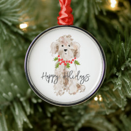 Prettige feestdagen Cockapoo Dog Kerstfeest Metalen Ornament