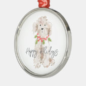 Prettige feestdagen Cockapoo Dog Kerstfeest Metalen Ornament (Links)