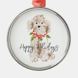 Prettige feestdagen Cockapoo Dog Kerstfeest Metalen Ornament