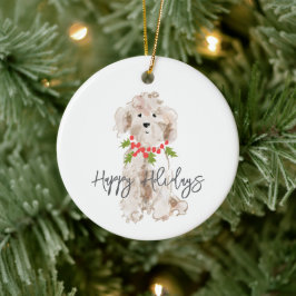 Prettige feestdagen Cockapoo Dog Kerstmis Jaarlijk Keramisch Ornament