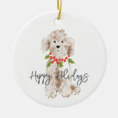 Prettige feestdagen Cockapoo Dog Kerstmis Jaarlijk Keramisch Ornament (Voorkant)