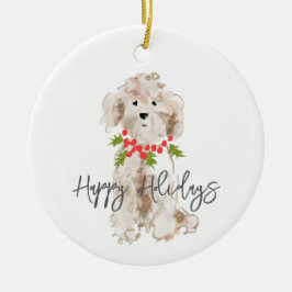 Prettige feestdagen Cockapoo Dog Kerstmis Jaarlijk Keramisch Ornament