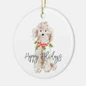 Prettige feestdagen Cockapoo Dog Kerstmis Jaarlijk Keramisch Ornament (Links)