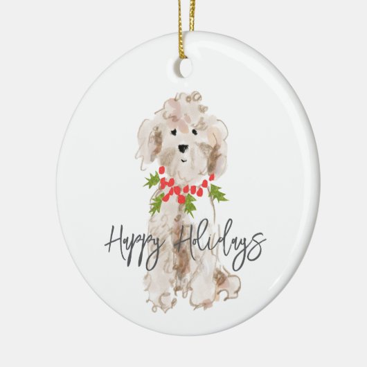 Prettige feestdagen Cockapoo Dog Kerstmis Jaarlijk Keramisch Ornament (Links)