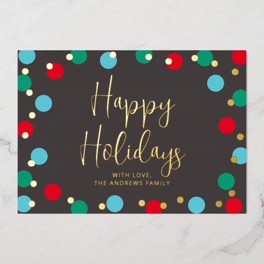 prettige feestdagen Colorful Gold Foil Holiday Kaa (Voorkant)