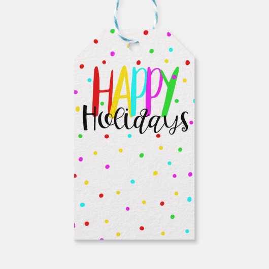 prettige feestdagen Colorful Holiday Stippen Party Cadeaulabel (Achterkant)
