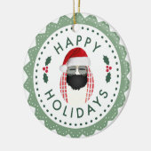 prettige feestdagen Cool de heer Egg Round sierent Keramisch Ornament (Links)