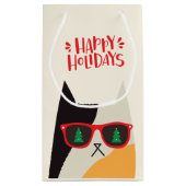 prettige feestdagen! Cool Santa Cat Cartoon - Kers Klein Cadeauzakje (Achterkant)