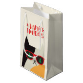 prettige feestdagen! Cool Santa Cat Cartoon - Kers Klein Cadeauzakje (Voorkant Gekanteld)