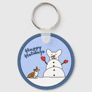 prettige feestdagen Corgi Sleutelhanger