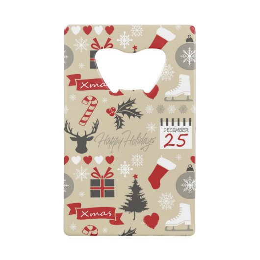 prettige feestdagen creditkaart flessenopener (Voorkant)