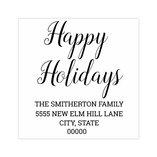 prettige feestdagen Cursief Script Familienaam Adr Rubberstempel (Afrduk)