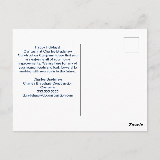 prettige feestdagen Custom Construction Company Su Briefkaart (Achterkant)