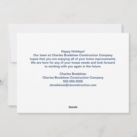 prettige feestdagen Custom Construction Company Su Feestdagenkaart (Achterkant)