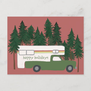 prettige feestdagen Cute Camper Camping Truck