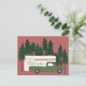 prettige feestdagen Cute Camper Camping Truck (Staand voorkant)