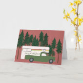 prettige feestdagen Cute Camper Camping Truck Xmas Kaart (Gele Bloem)