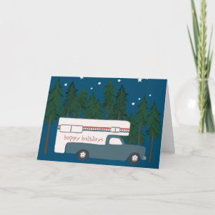 prettige feestdagen Cute Camper Camping Truck Xmas Kaart