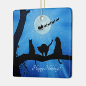 prettige feestdagen Cute Cat en Santa Keramisch Ornament (Links)