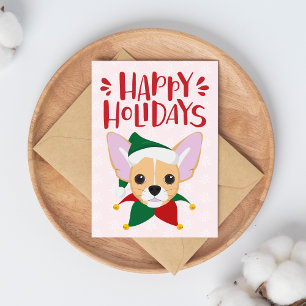 prettige feestdagen - Cute Chihuahua Kerstmis Briefkaart