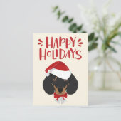 prettige feestdagen - Cute Dachshund-kerst Briefkaart (Staand voorkant)