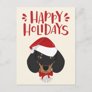 prettige feestdagen - Cute Dachshund-kerst Briefkaart