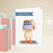 prettige feestdagen Cute Duck holding Gifts Kaart