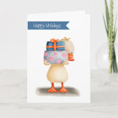 prettige feestdagen Cute Duck holding Gifts Kaart (Voorkant)