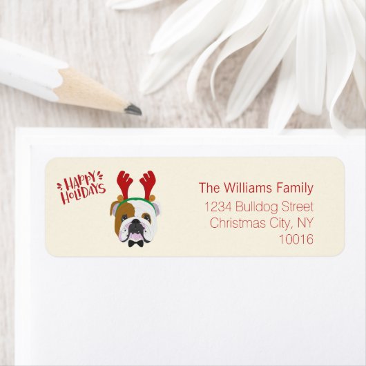 prettige feestdagen - Cute English Bulldog - Kerst Etiket (Insitu)