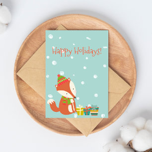prettige feestdagen! Cute Fox   KerstBriefkaart Briefkaart