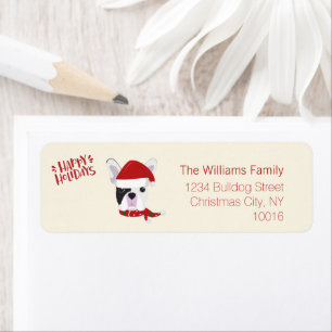 prettige feestdagen - Cute French Bulldog - Kerstm Etiket