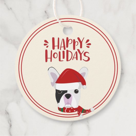 prettige feestdagen - Cute French Bulldog Kerstmis Bedankjes Labels (Achterkant)