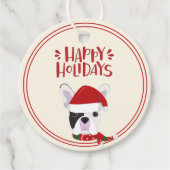 prettige feestdagen - Cute French Bulldog Kerstmis Bedankjes Labels (Voorkant)