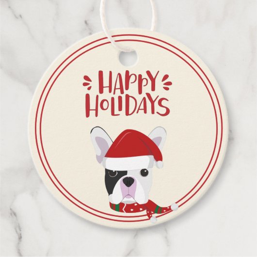 prettige feestdagen - Cute French Bulldog Kerstmis Bedankjes Labels (Voorkant)