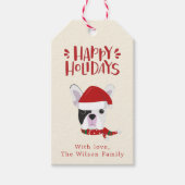 prettige feestdagen - Cute French Bulldog Kerstmis Cadeaulabel (Voorkant)