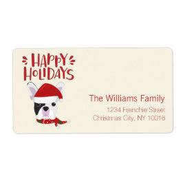 prettige feestdagen - Cute French Bulldog Kerstmis Etiket