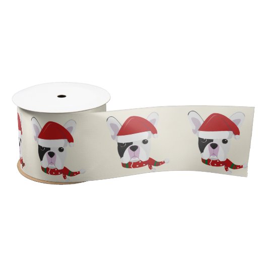 prettige feestdagen - Cute French Bulldog Kerstmis Satijnen Lint (Spoel)