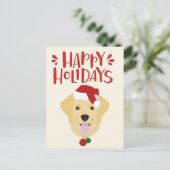 prettige feestdagen - Cute Golden Retriever Kerstm Briefkaart (Staand voorkant)