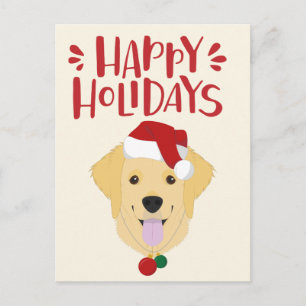 prettige feestdagen - Cute Golden Retriever Kerstm Briefkaart