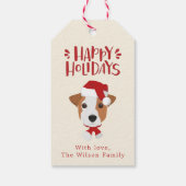 prettige feestdagen - Cute Jack Russell Kerstmis Cadeaulabel (Achterkant)