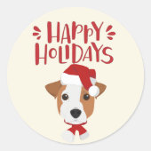 prettige feestdagen - Cute Jack Russell Kerstmis Ronde Sticker (Voorkant)