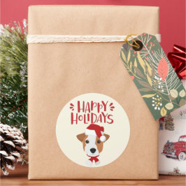 prettige feestdagen - Cute Jack Russell Kerstmis Ronde Sticker