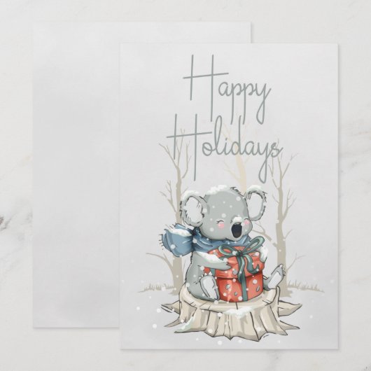 prettige feestdagen Cute Koala Feestdagenkaart (Voorkant / Achterkant)