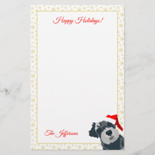 prettige feestdagen Cute Mini Schnauzer Dog Santa  Briefpapier