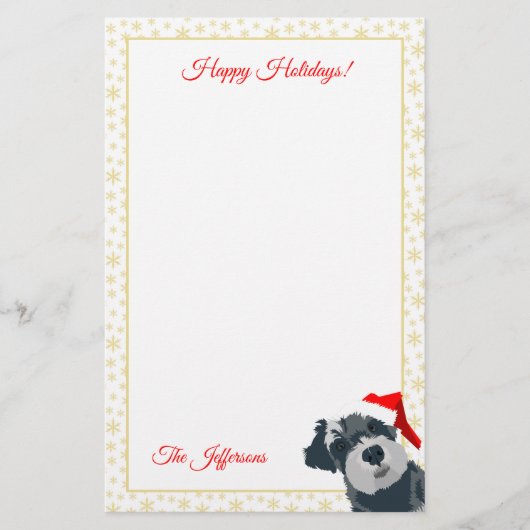 prettige feestdagen Cute Mini Schnauzer Dog Santa  Briefpapier (Voorkant)