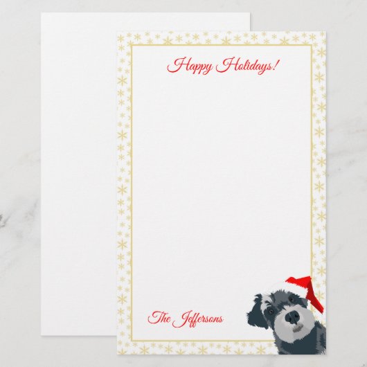 prettige feestdagen Cute Mini Schnauzer Dog Santa  Briefpapier (Voorkant / Achterkant)