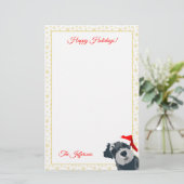 prettige feestdagen Cute Mini Schnauzer Dog Santa  Briefpapier (Staand voorkant)