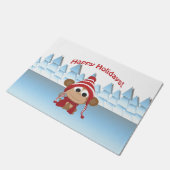 prettige feestdagen! Cute Monkey Deurmat (Schuin)