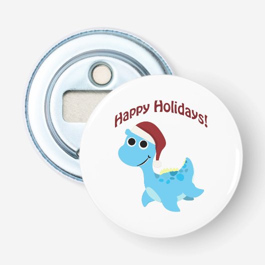 prettige feestdagen! Cute Nessie Button Flesopener (Voorkant)